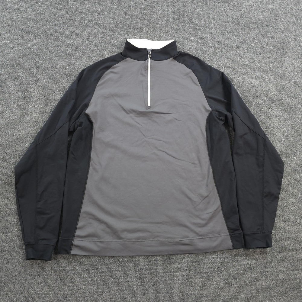 FootJoy Shirt Mens Large Gray Black 1/4 Zip Performance Golf Pullover FJ Logo